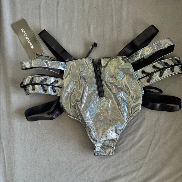 Dolls Kill - Club EXX Club Exx Black Zippered Bottom - Picture 2 of 3